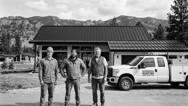Missoula MT Roofing Contractor crew and truck in Huson, MT