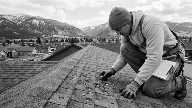 Storm & Hail Damage Repair in progress at a Missoula, MT property